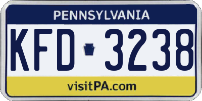 PA license plate KFD3238
