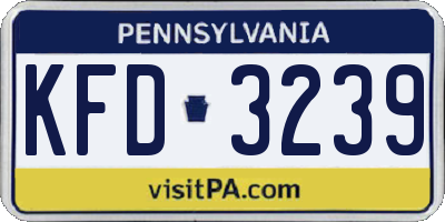 PA license plate KFD3239