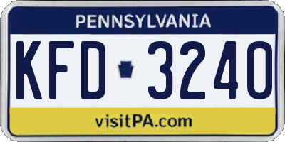 PA license plate KFD3240