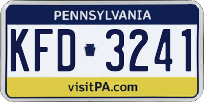 PA license plate KFD3241