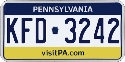 PA license plate KFD3242