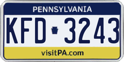 PA license plate KFD3243