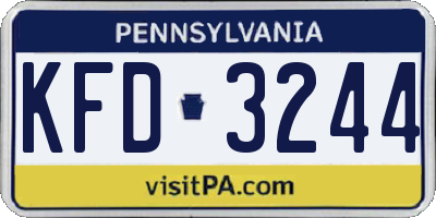 PA license plate KFD3244