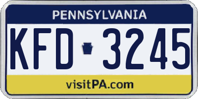 PA license plate KFD3245