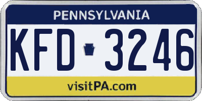 PA license plate KFD3246