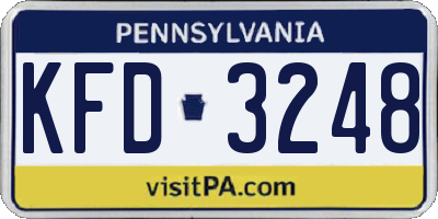 PA license plate KFD3248