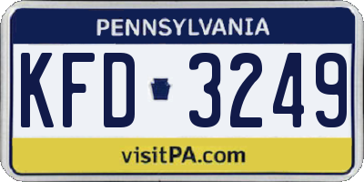 PA license plate KFD3249