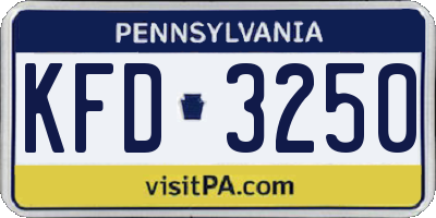 PA license plate KFD3250