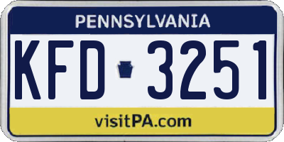 PA license plate KFD3251