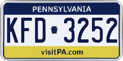 PA license plate KFD3252