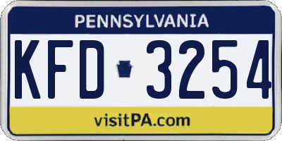 PA license plate KFD3254