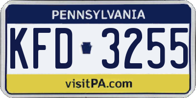 PA license plate KFD3255