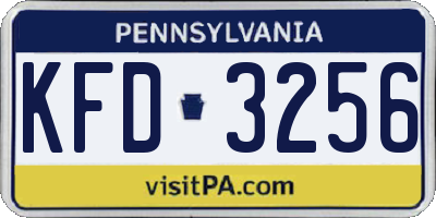 PA license plate KFD3256