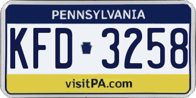 PA license plate KFD3258