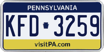 PA license plate KFD3259