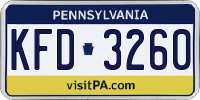 PA license plate KFD3260