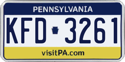 PA license plate KFD3261