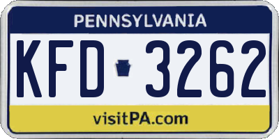 PA license plate KFD3262