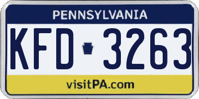 PA license plate KFD3263