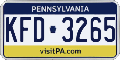 PA license plate KFD3265