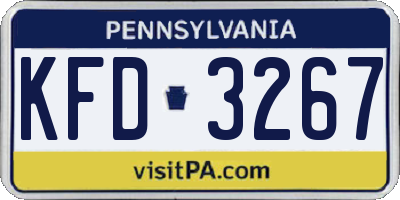 PA license plate KFD3267