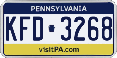 PA license plate KFD3268