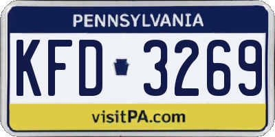 PA license plate KFD3269