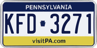 PA license plate KFD3271
