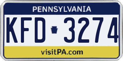 PA license plate KFD3274