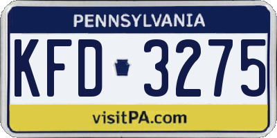 PA license plate KFD3275