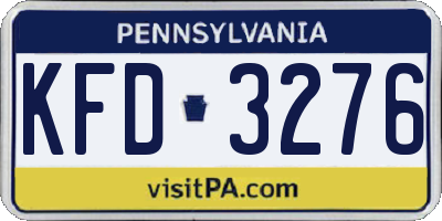 PA license plate KFD3276