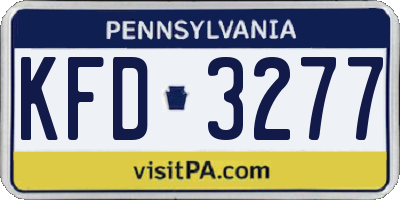 PA license plate KFD3277