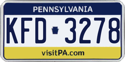 PA license plate KFD3278