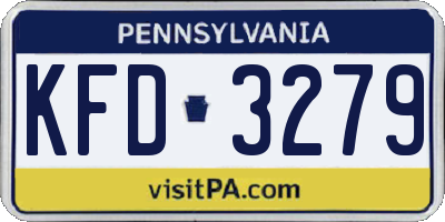 PA license plate KFD3279