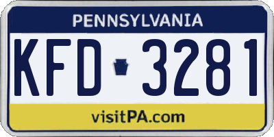 PA license plate KFD3281