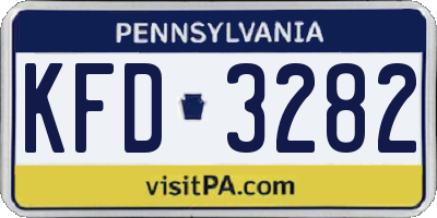 PA license plate KFD3282
