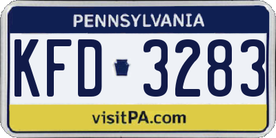 PA license plate KFD3283