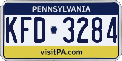 PA license plate KFD3284