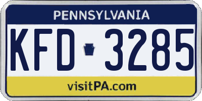 PA license plate KFD3285