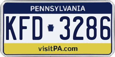 PA license plate KFD3286
