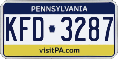 PA license plate KFD3287
