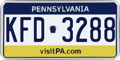 PA license plate KFD3288