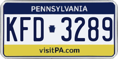 PA license plate KFD3289