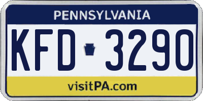 PA license plate KFD3290