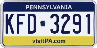 PA license plate KFD3291
