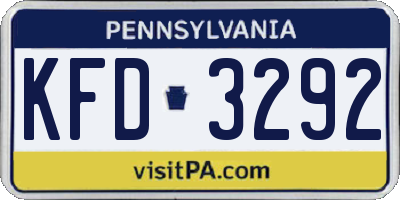 PA license plate KFD3292