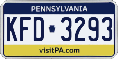 PA license plate KFD3293