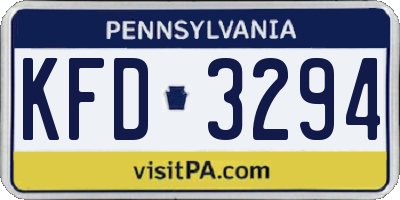 PA license plate KFD3294