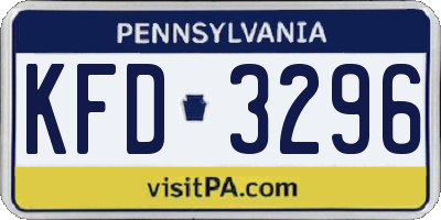 PA license plate KFD3296