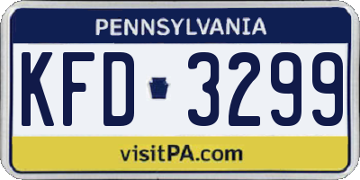 PA license plate KFD3299